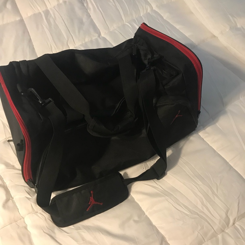 Black and red Jordan gym bag